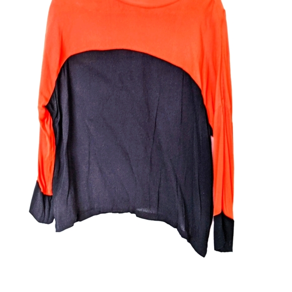 Vtg Silvian Heach Black &  Dopamine Orange Colour Block Blouse, XS. - Picture 5 of 14